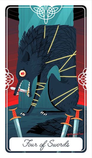 寶劍四：巨狼芬里爾｜Tarot of the Divine 神聖塔羅