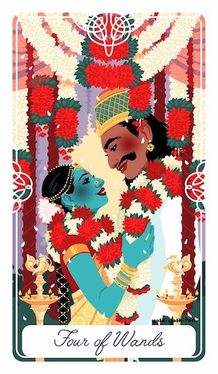 權杖四：阿拉萬的獻祭｜Tarot of the Divine 神聖塔羅