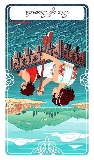 寶劍六:達娜厄與帕修斯|Tarot of the Divine 神聖塔羅