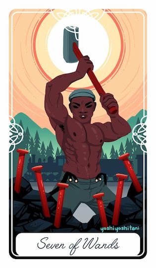 權杖七：鋼鐵英雄｜Tarot of the Divine 神聖塔羅