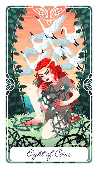 錢幣八：六隻天鵝 ｜Tarot of the Divine 神聖塔羅