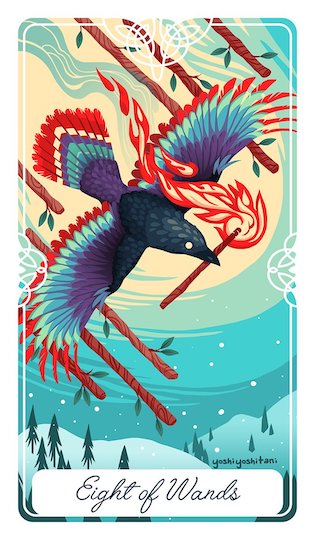 權杖八:彩色烏鴉|Tarot of the Divine 神聖塔羅